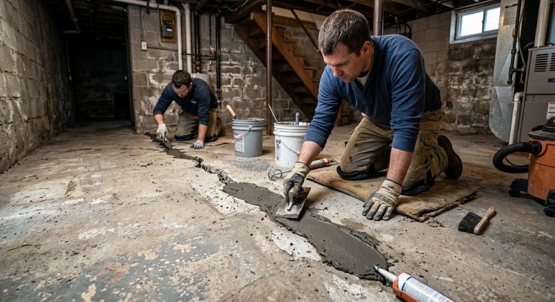 Cracked Basement Floor Repair in Yorba Linda, CA